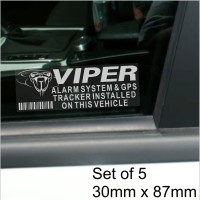 5 x VIPER Alarm and GPS Tracking Device Security WINDOW Stickers 87x30mm-Car,Van Warning Tracker Signs 